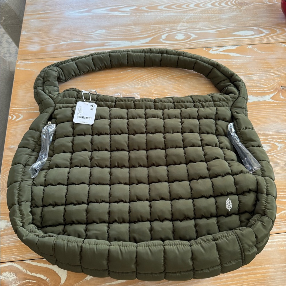 FP Movement by Free People Quilted Carryall Green Shoulder Bag New With Tags